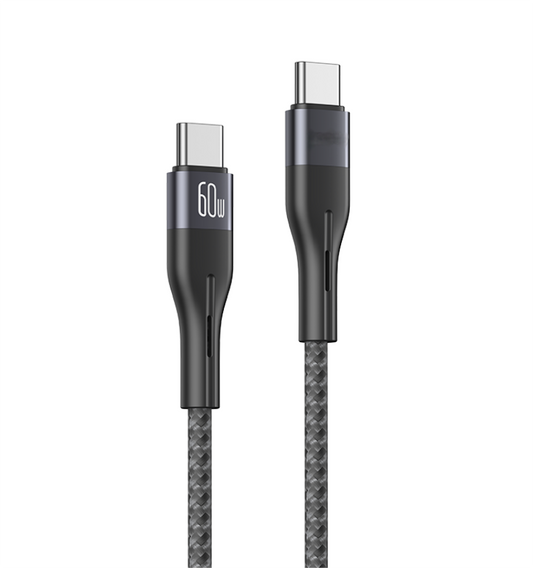 1.2Meter 60W Aluminum Alloy Nylon Braided Cable Type-C To Type-C Fast Charge Data Cable