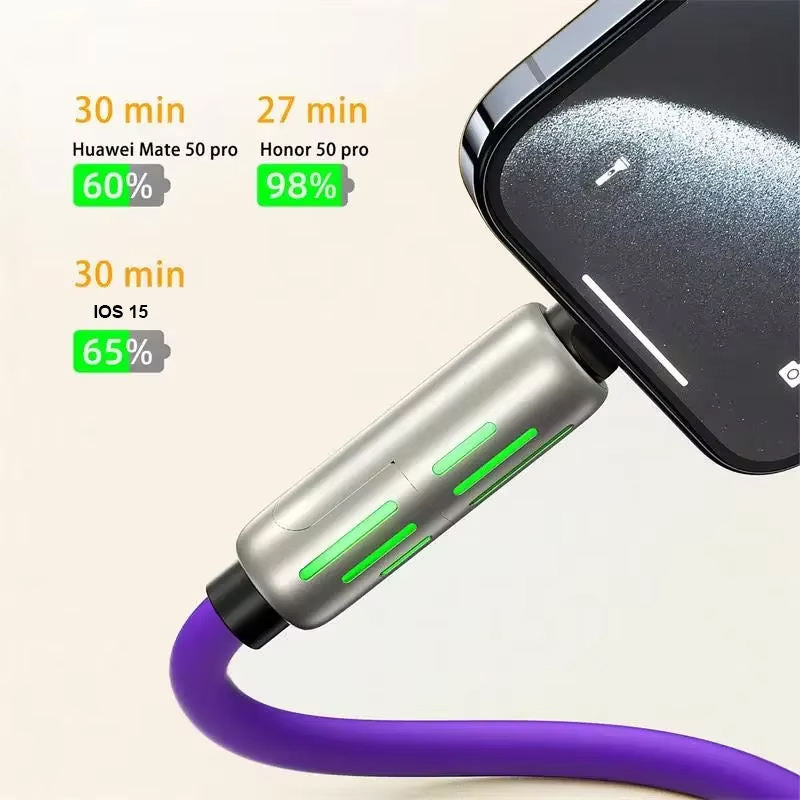 240W Super Fast Charging Cable 4 In 1 Multi Connectors Charger Rotating Elbow USB To Type-C 1.2M Mobile Phone Charger Cable