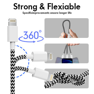 Apple MFi Certified Lightning Cable Cord Nylon Braided