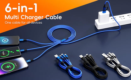 Multi 6 in 1 Fast Charging Cable for Phone/Android/Tablets