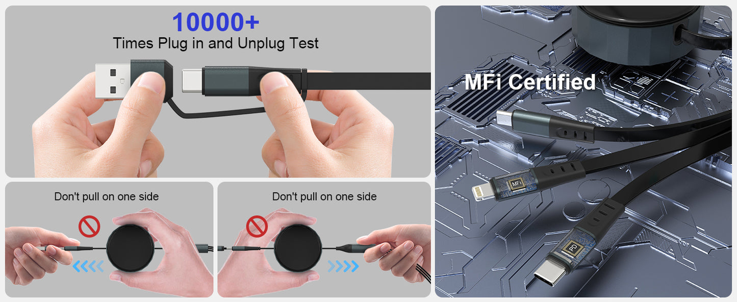 Retractable 3 in 1 Multi Charging Cable