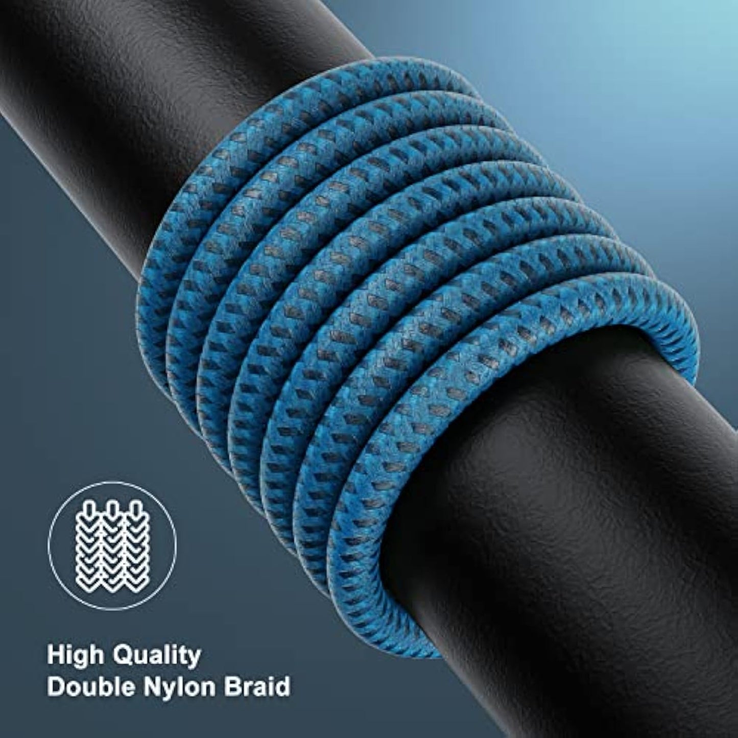 Blue Nylon Braided Lighting Cable