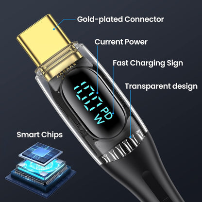 5-in-1 Fast Charger Charging Cord with LED Display