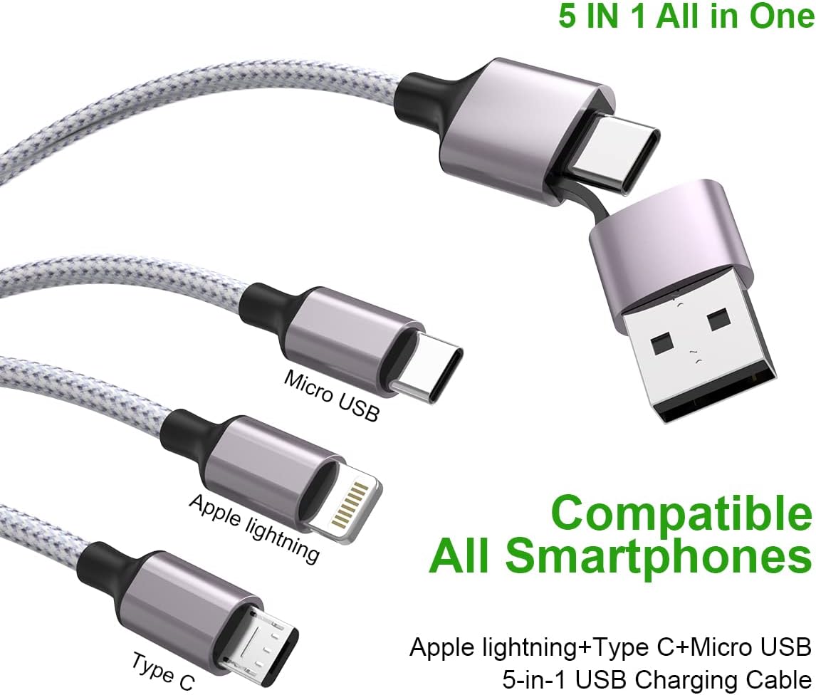 Multi 5 in 1 Universal 3A Fast Charge USB Charging Cable