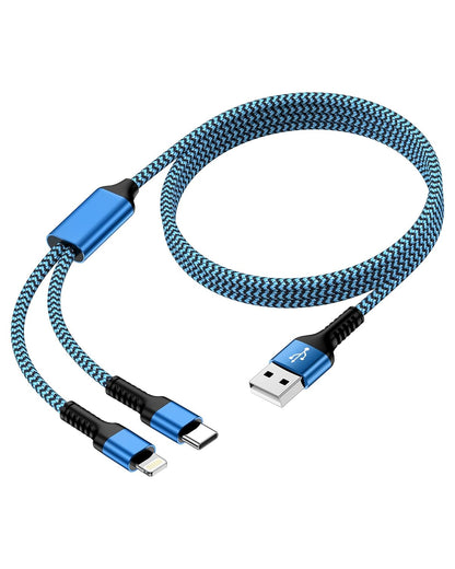 2 in 1 Multi Cable USB Charging Cable USB to USB C and Lightning Cable