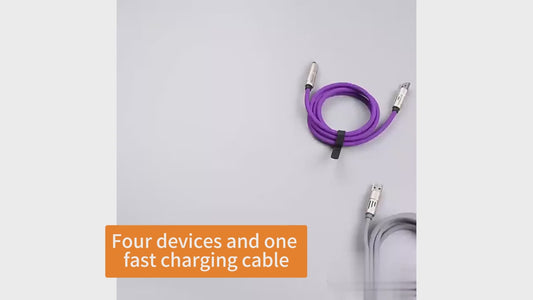 240W Super Fast Charging Cable 4 In 1 Multi Connectors Charger Rotating Elbow USB To Type-C 1.2M Mobile Phone Charger Cable