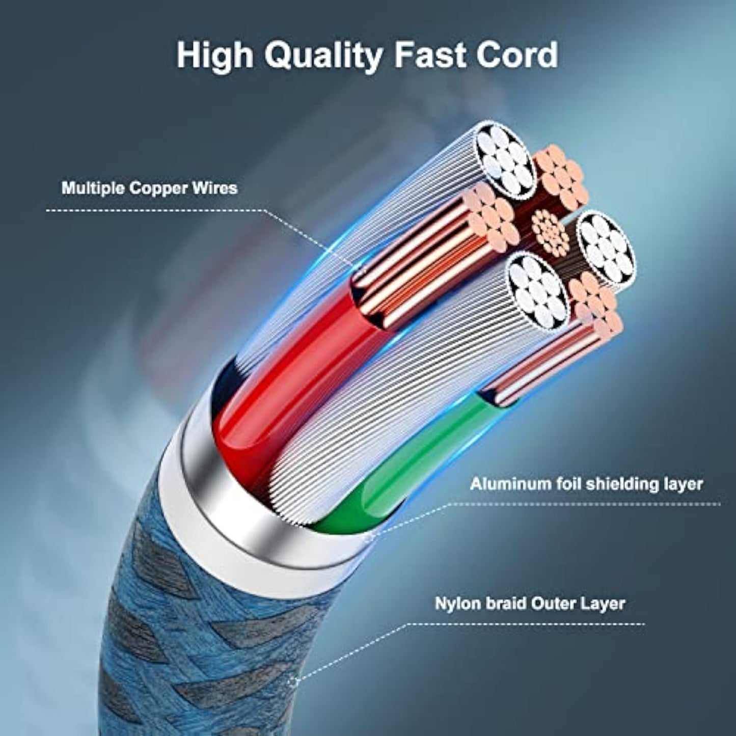 Blue Nylon Braided Lighting Cable